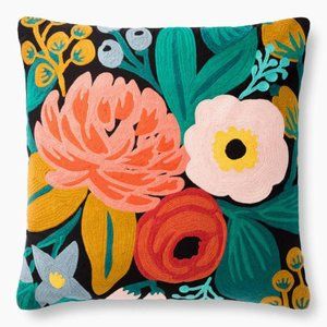 Rifle Paper Co. Pillow x Loloi Embroidered Vintage Blossoms, 22" x 22, NWOT